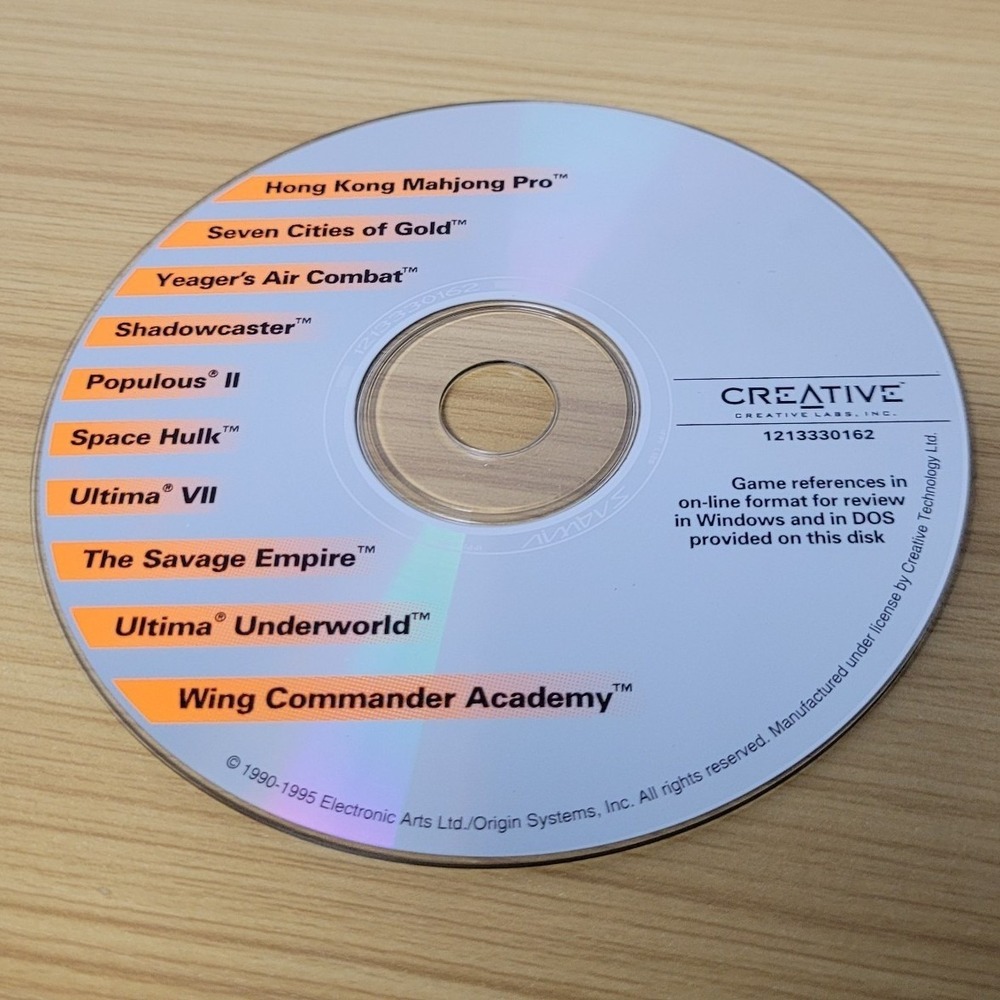 Creative Lab Game CD 1995 PC Dos Windows RARE Tested Ultima 7 Savage Empire+more